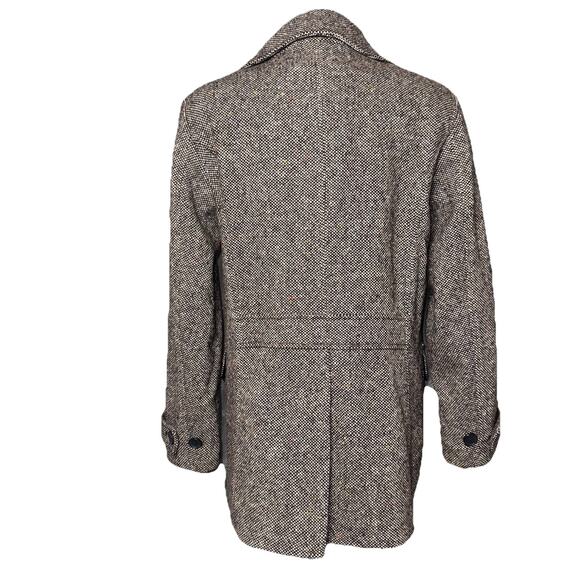 Eddie Bauer Women Medium Wool Pea Coat Double Breasted Tweed Black White Jacket - Picture 3 of 9